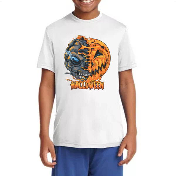 Camiseta Infanto Juvenil Halloween Pumpkin Mascara rasgada - Imagem 4