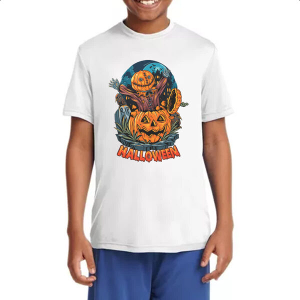 Camiseta Infanto Juvenil Halloween pumpkin saindo da abobora - Imagem 4