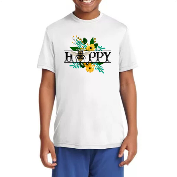 Camiseta Infanto Juvenil Happy Bee vintage flores - Imagem 4