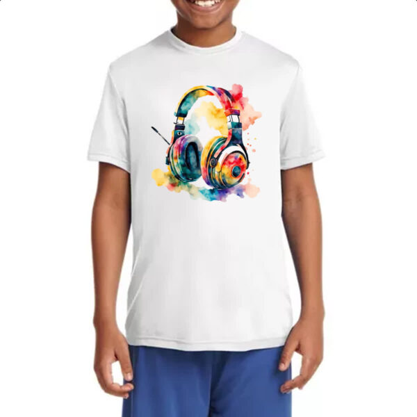 Camiseta Infanto Juvenil Headphone watercolor - Imagem 4