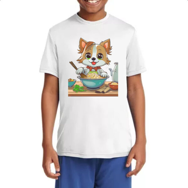 Camiseta Infanto Juvenil Cao feliz cozinhando lamem - Imagem 4