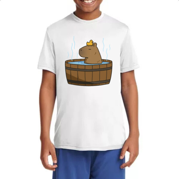 Camiseta Infanto Juvenil Capivara banho ofuro - Imagem 4