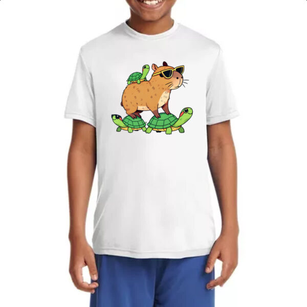 Camiseta Infanto Juvenil Capivara corrida tartaruga - Imagem 4