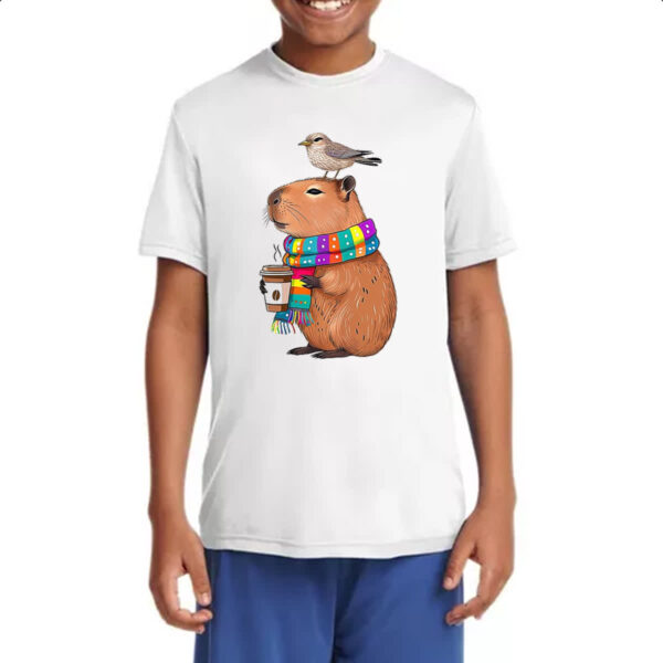 Camiseta Infanto Juvenil Capivara de boas com cafe - Imagem 4