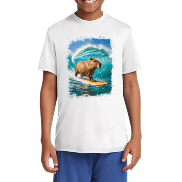 Camiseta Infanto Juvenil Capivara surfando no Hawaii - Imagem 4