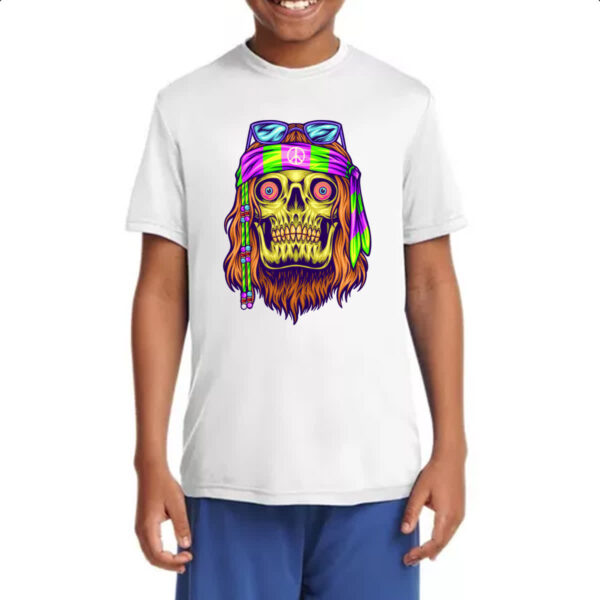 Camiseta Infanto Juvenil Caveira Hippie - Imagem 4