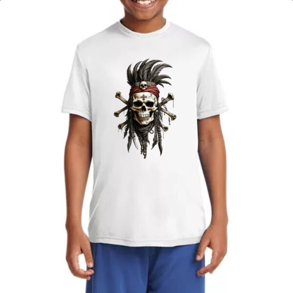 Camiseta Infanto Juvenil Caveira Indigena Mohawk - Imagem 4