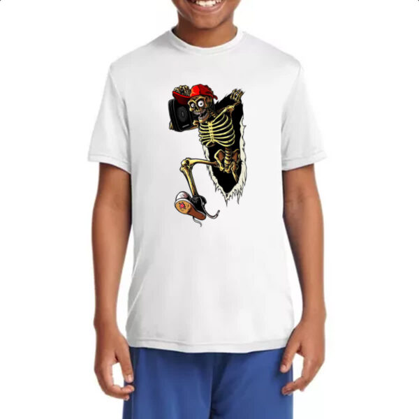 Camiseta Infanto Juvenil Caveira jovem rasgando camiseta - Imagem 4