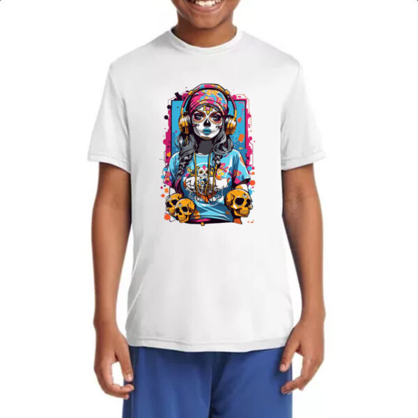 Camiseta Infanto Juvenil Caveira mexicana girl sound - Imagem 4