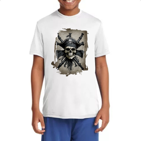 Camiseta Infanto Juvenil Caveira pirata pano - Imagem 4