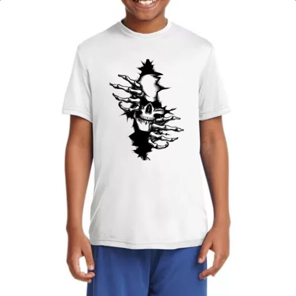 Camiseta Infanto Juvenil Caveira rasgando a camisa - Imagem 4