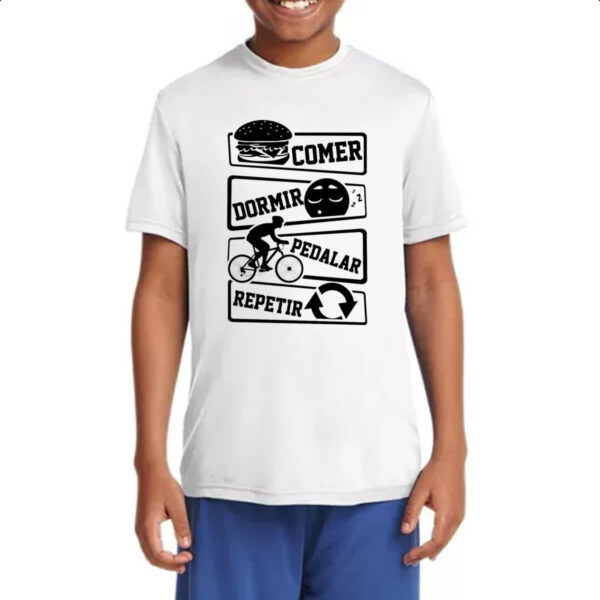 Camiseta Infanto Juvenil Comer Dormir Pedalar Repetir - Imagem 4