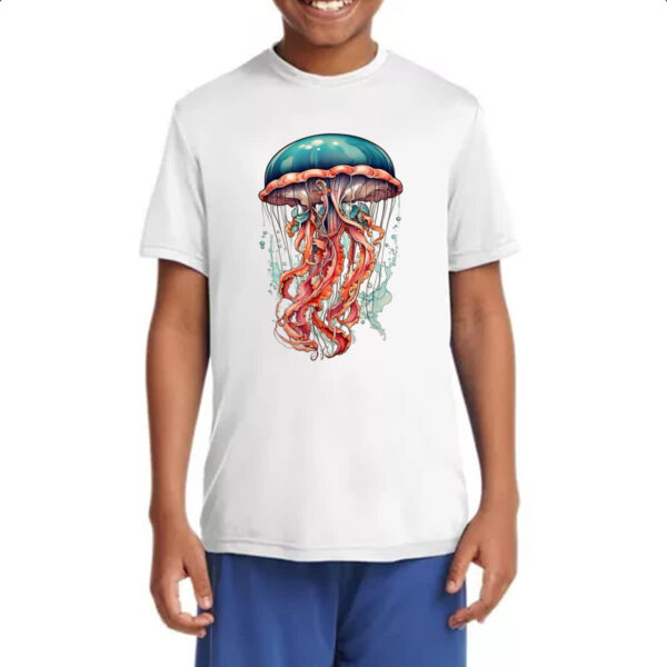 Camiseta Infanto Juvenil Agua-viva tatuagem estilo old school - Imagem 4