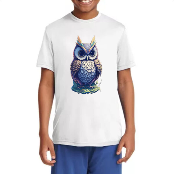 Camiseta Infanto Juvenil Coruja Fantasy Art Neon - Imagem 4