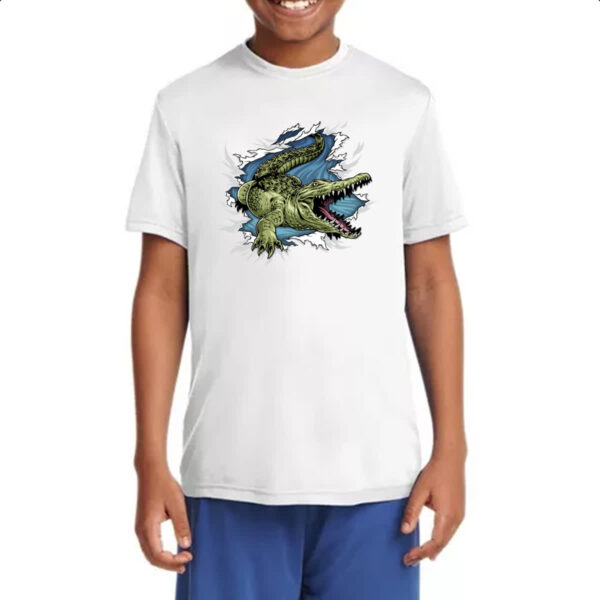 Camiseta Infanto Juvenil Crocodilo rasgando a camisa - Imagem 4