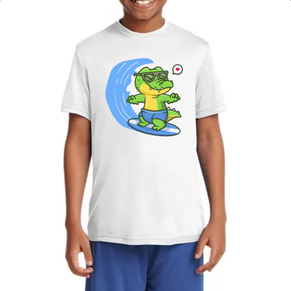 Camiseta Infanto Juvenil Crocodilo surfista radical - Imagem 4