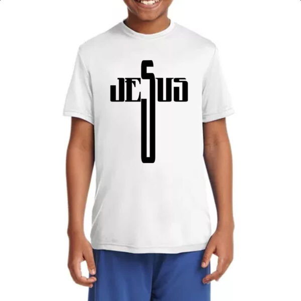 Camiseta Infanto Juvenil Crucifixo nome de Jesus - Imagem 4