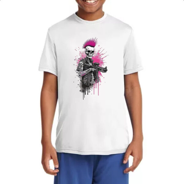 Camiseta Infanto Juvenil Cyber Punk caveira guerrilheira - Imagem 4