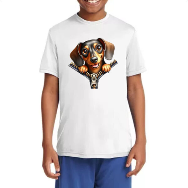 Camiseta Infanto Juvenil Dachshund no Ziper - Imagem 4
