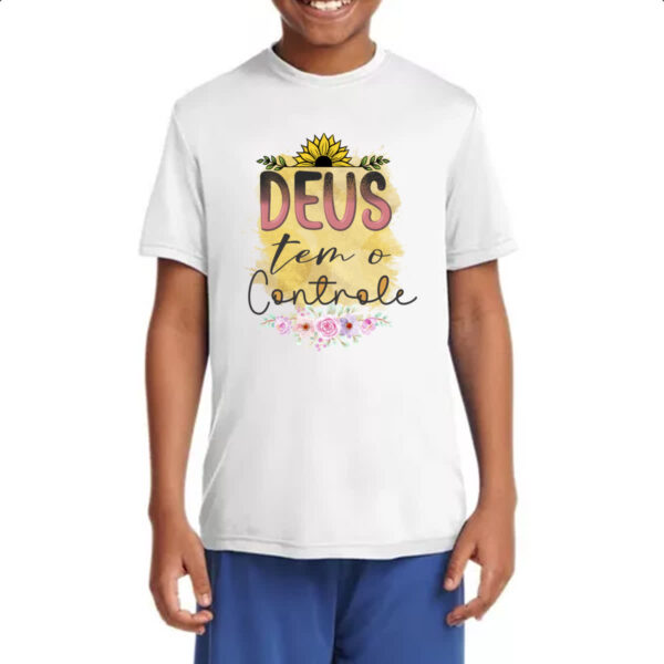 Camiseta Infanto Juvenil Deus tem o controle - Imagem 4