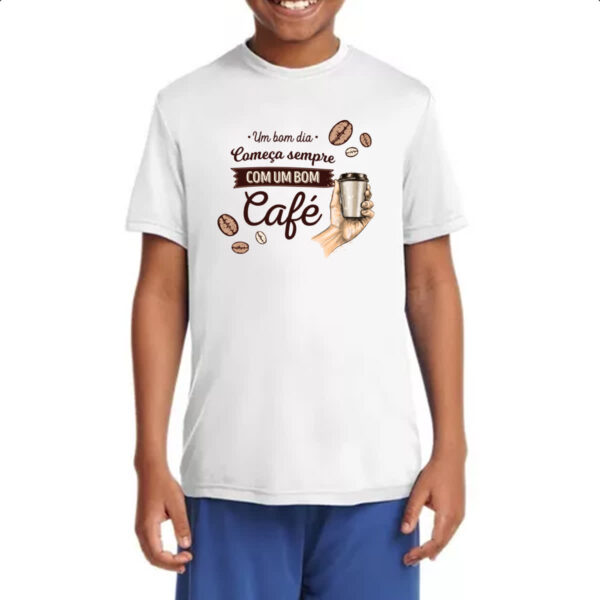 Camiseta Infanto Juvenil Dia comeca com cafe - Imagem 4
