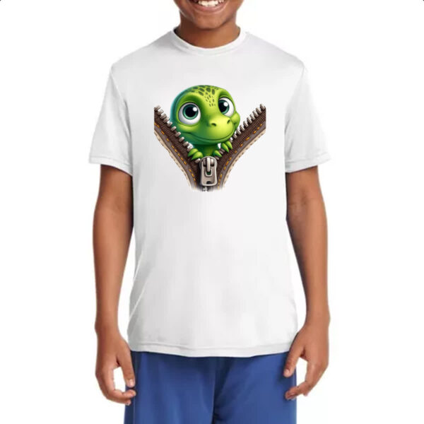 Camiseta Infanto Juvenil Dinossauro no ziper - Imagem 4