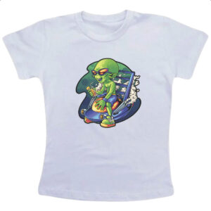 Camiseta Infanto Juvenil Alien relaxando de ferias