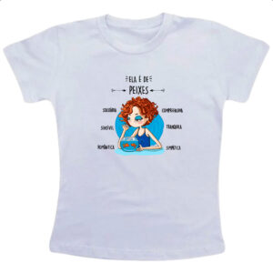 Camiseta Infanto Juvenil Ela e de Peixes