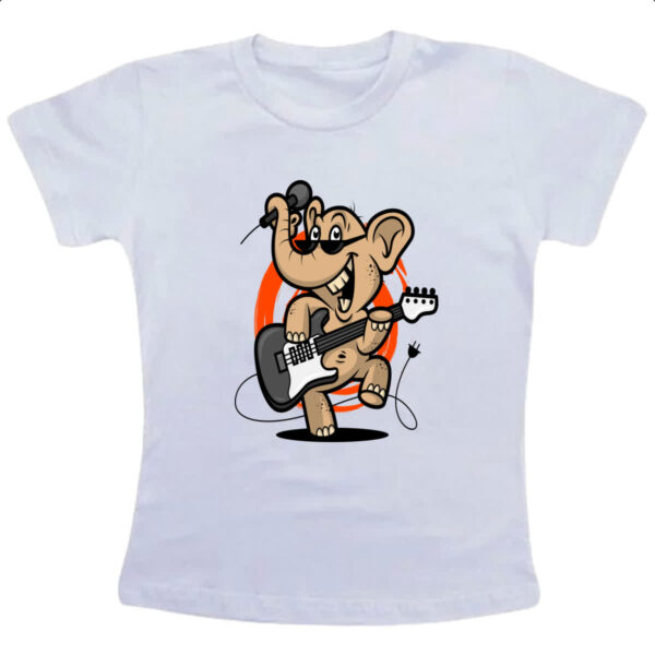 Camiseta Infanto Juvenil Elefante Guitarrista