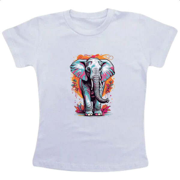 Camiseta Infanto Juvenil Elefante arte psicodelica