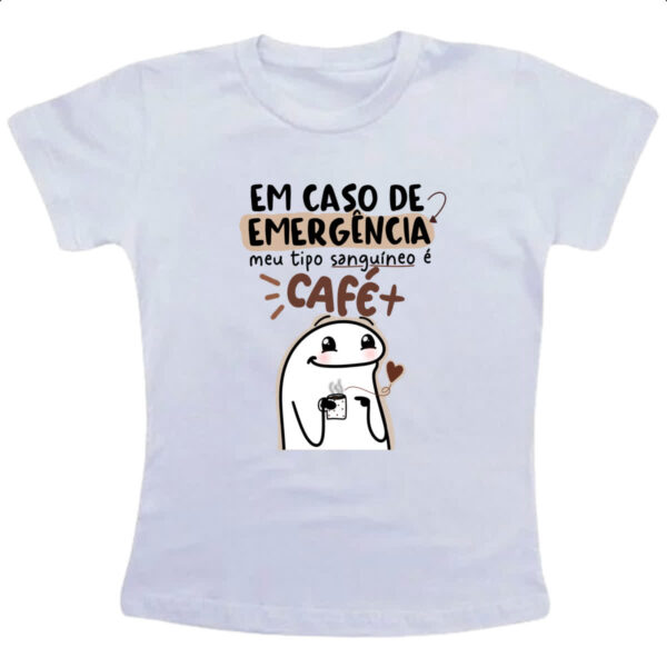 Camiseta Infanto Juvenil Em caso de emergencia meu sangue e cafe