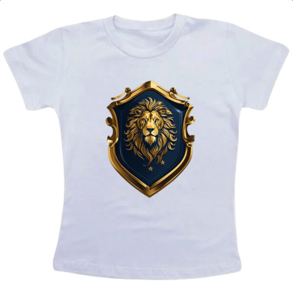 Camiseta Infanto Juvenil Escudo dourado leao de juda