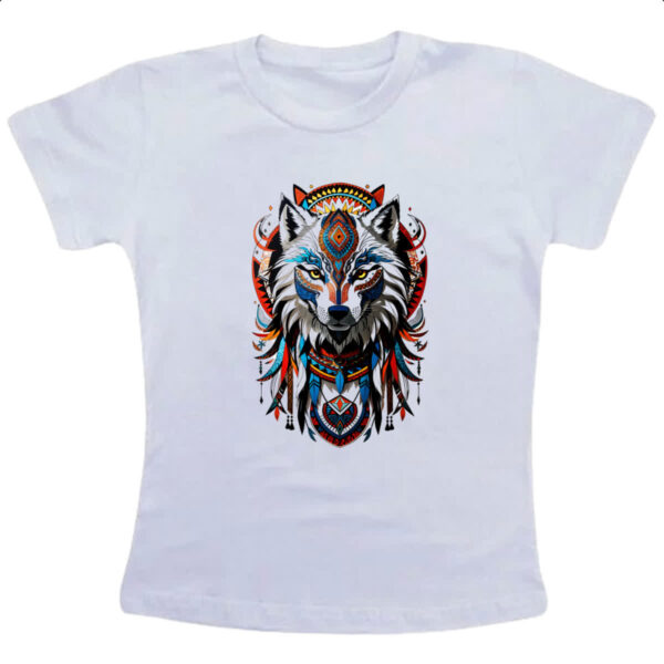 Camiseta Infanto Juvenil Espirito lobo tribal americano
