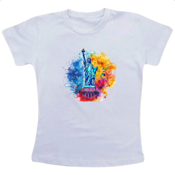 Camiseta Infanto Juvenil Estatua liberdade watercolor