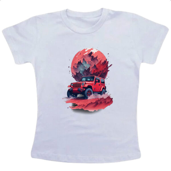 Camiseta Infanto Juvenil Jeep Vermelho Sunset Art