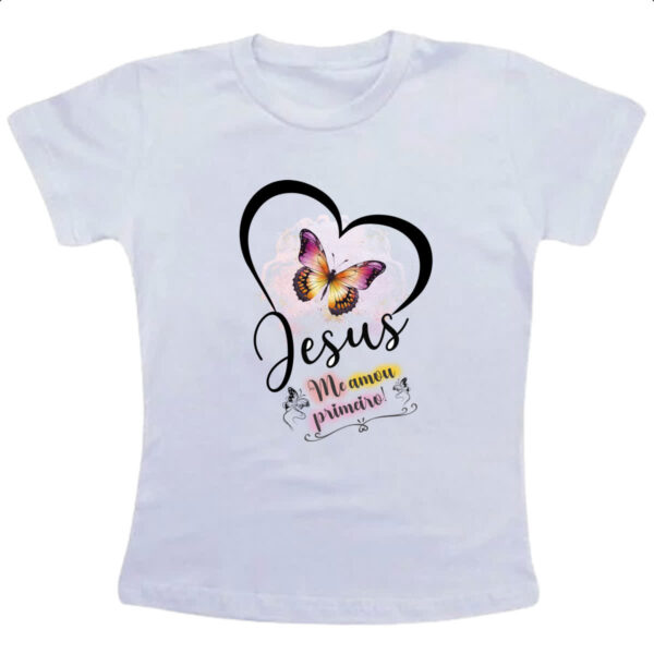 Camiseta Infanto Juvenil Jesus me amou primeiro