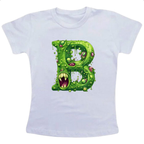 Camiseta Infanto Juvenil Zumbi Alfabeto Letra B
