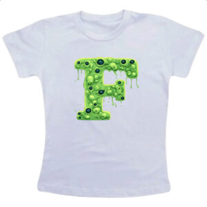Camiseta Infanto Juvenil Zumbi Alfabeto Letra F