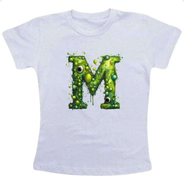 Camiseta Infanto Juvenil Zumbi Alfabeto Letra M