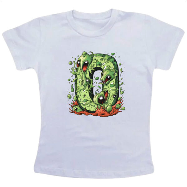 Camiseta Infanto Juvenil Zumbi Alfabeto Letra O