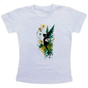 Camiseta Infanto Juvenil Fada da floresta silhueta splash