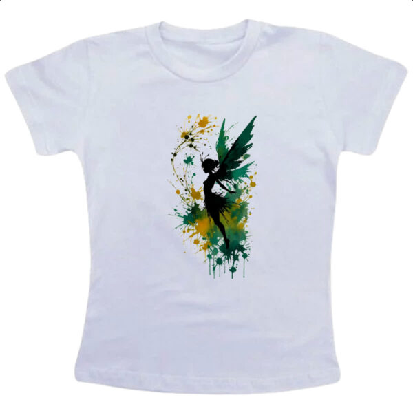 Camiseta Infanto Juvenil Fada da floresta silhueta splash