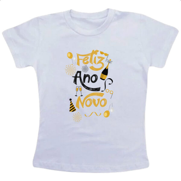 Camiseta Infanto Juvenil Feliz ano novo elementos