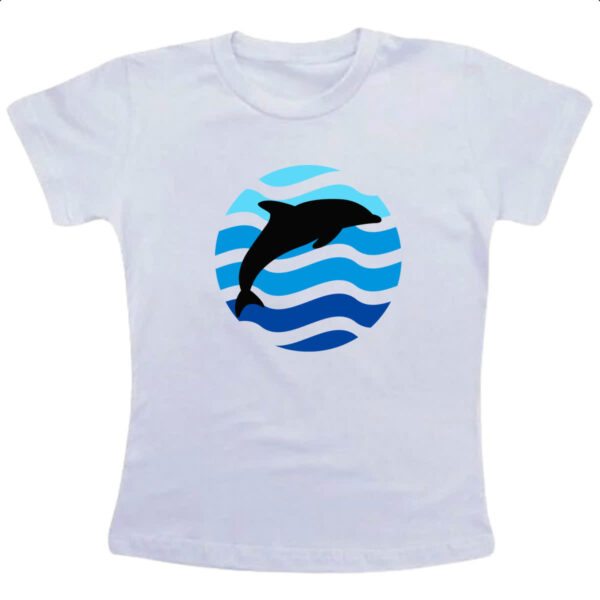 Camiseta Infanto Juvenil Animais marinhos Golfinho silhueta sunset