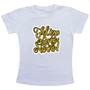Camiseta Infanto Juvenil Feliz ano novo escrita dourada
