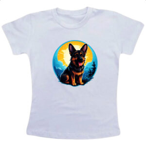 Camiseta Infanto Juvenil Filhote pastor alemao sunset art