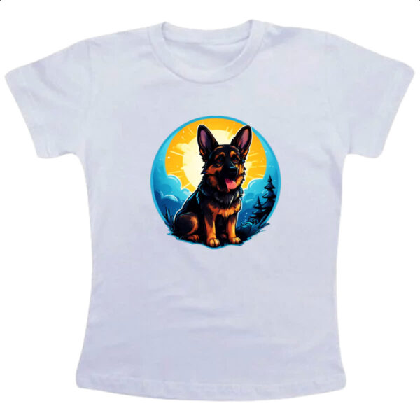 Camiseta Infanto Juvenil Filhote pastor alemao sunset art