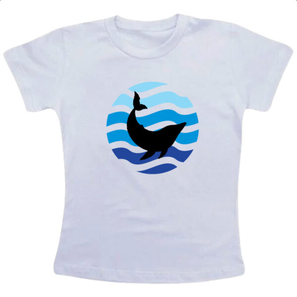 Camiseta Infanto Juvenil Animais marinhos baleia silhueta sunset