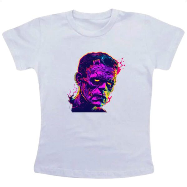 Camiseta Infanto Juvenil Frankstein Neon Art Face