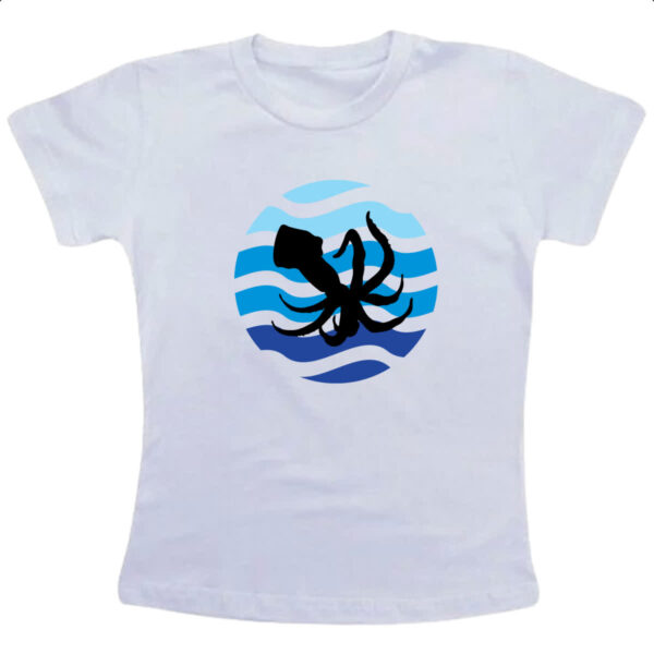 Camiseta Infanto Juvenil Animais marinhos lula silhueta sunset